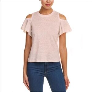 Rebecca Taylor Ballet Pink Linen Cold Shoulder Top Size Large